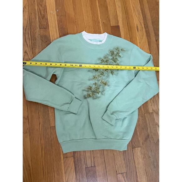 Morning Sun Green Embroidered Crewneck Sweatshirt Women’s Size Small - Picture 2 of 5